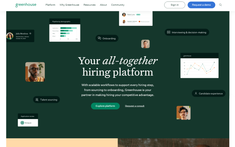 Homepage of Greenhouse to discuss Recruitee alternatives
