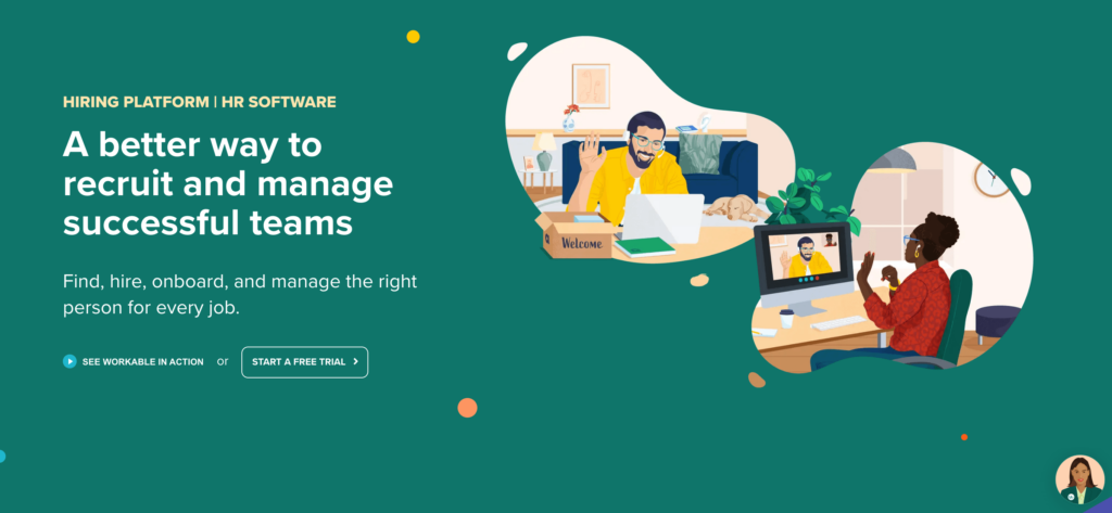 This image shows the Workable homepage