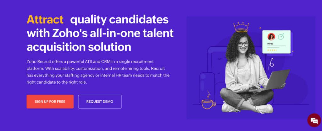 This is Zoho Recruit homepage 