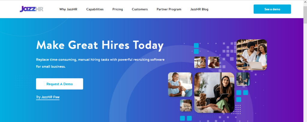 the homepage of JazzHR as one of the Workable alternatives